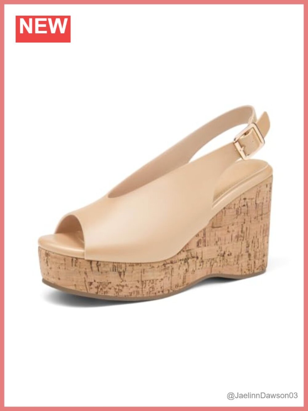Women's Platform Wedge Sandals Peep Toe Slingback Faux Leather Cork Heels